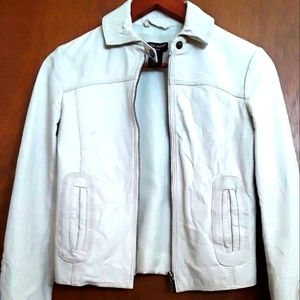 GUESS WHITE LEATHER JACKET